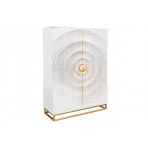 GOLDEN SUNSET exkluzív mangófa bárszekrény - 140cm - fehér