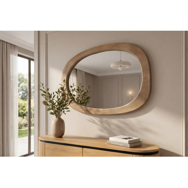 OVALE modern ovális fali tükör 104 cm – natúr / bézs