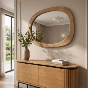 OVALE modern ovális fali tükör 104 cm – natúr / bézs INVICTA