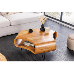 ORGANIC LIVING tömör akác dohányzóasztal - 90cm INVICTA