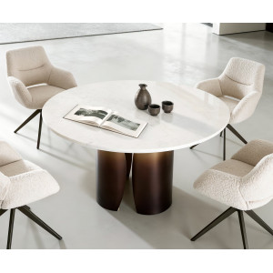 LUCENTE prémium márvány étkezőasztal - 140m - arany/ezüst