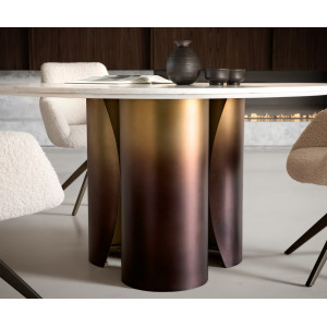 LUCENTE prémium márvány étkezőasztal - 140m - arany/ezüst