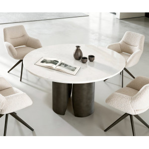 LUCENTE prémium márvány étkezőasztal - 140m - arany/ezüst