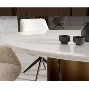 LUCENTE prémium márvány étkezőasztal - 140m - arany/ezüst