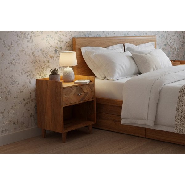 FAMOUS modern bársony éjjeliszekrény - szürke - Másolat