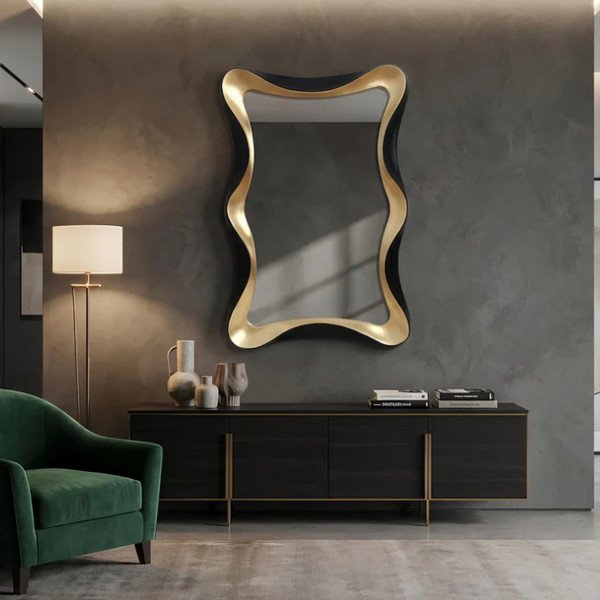 SILVA modern fali tükör 120 cm – fekete / arany