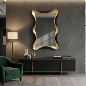 SILVA modern fali tükör 120 cm – fekete / arany INVICTA
