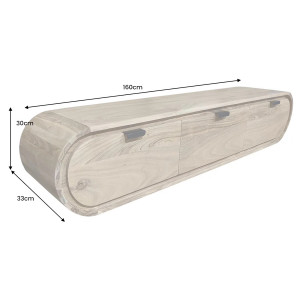 ORGANIC tömör akác fali TV-szekrény - 160cm