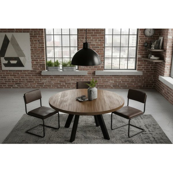 IRON CRAFT kerek mangófa asztal - 120cm - barna