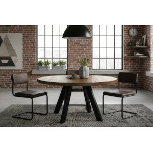 IRON CRAFT kerek mangófa asztal - 120cm - barna