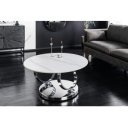 DANCING RINGS exkluzív kerámia dohányzóasztal - fehér/króm