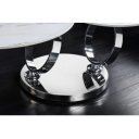 DANCING RINGS exkluzív kerámia dohányzóasztal - fehér/króm