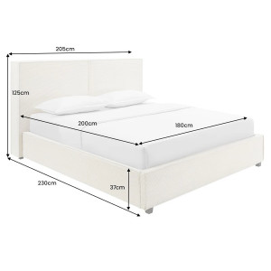 ROCCO modern kordbársony ágykeret -  180x200cm - beige