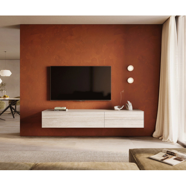 TRAVENO  prémium kerámia fali TV-szekrény - 220cm
