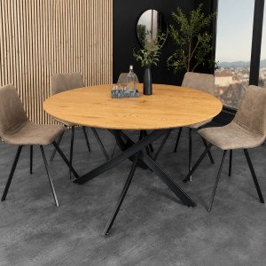 TWIST kerek étkezőasztal 120 cm – tölgy / fekete Fix étkezőasztalok