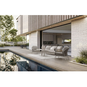 GRAVA állítható magasságú prémium kültéri kerámia étkezőasztal - 135cm - beige