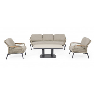 GRAVA állítható magasságú prémium kültéri kerámia étkezőasztal - 135cm - antracit