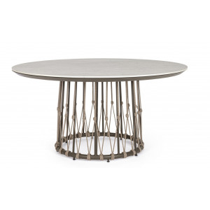 ISLA prémium kerek kültéri étkezőasztal -150cm - barna Étkezőasztalok