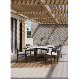 ISLA prémium kerek kültéri étkezőasztal -150cm - barna