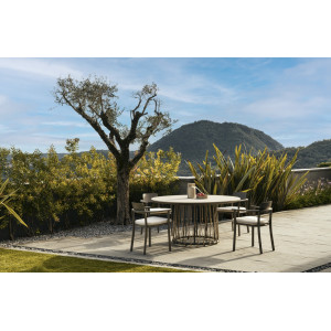 ISLA prémium kerek kültéri étkezőasztal -150cm - barna
