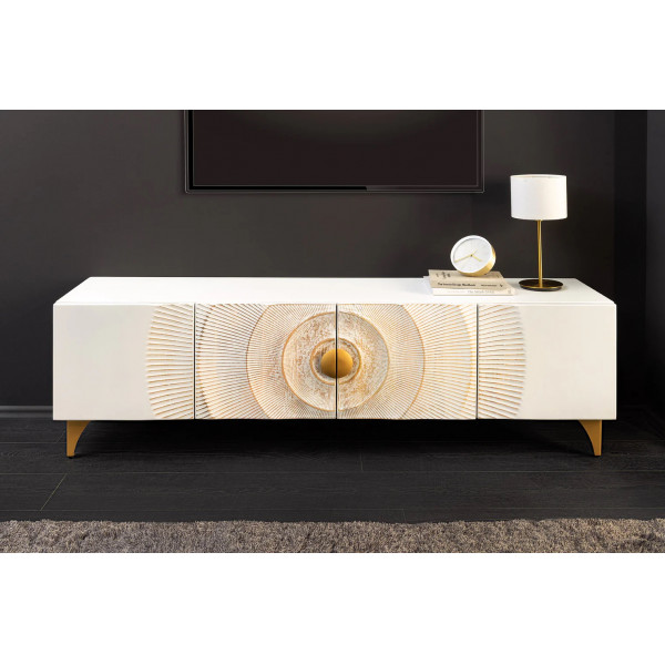 GOLDEN SUNSET design mangófa TV-szekrény - 180cm - fehér