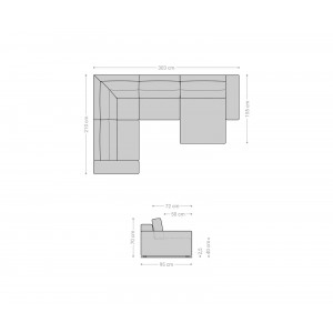URBANO modern ülőgarnitúra - antracit - 300cm