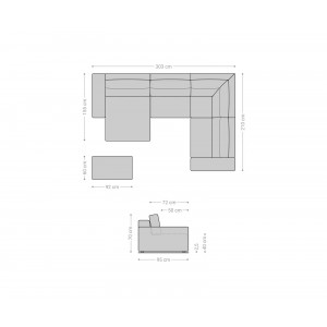 URBANO modern ülőgarnitúra - krémfehér - 300cm