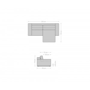URBANO modern ülőgarnitúra - antracit - 230cm