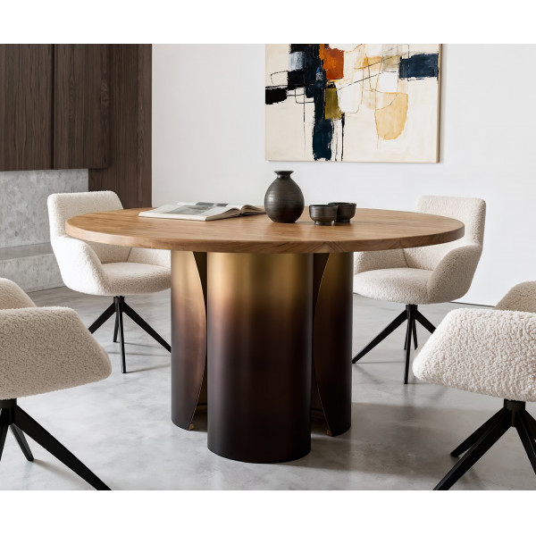 NOLARO prémium akác étkezőasztal - 140cm - arany