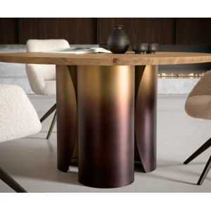 NOLARO prémium akác étkezőasztal - 140cm - arany