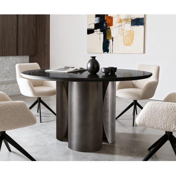 NOLARO DARK prémium márvány étkezőasztal - 140cm - fekete