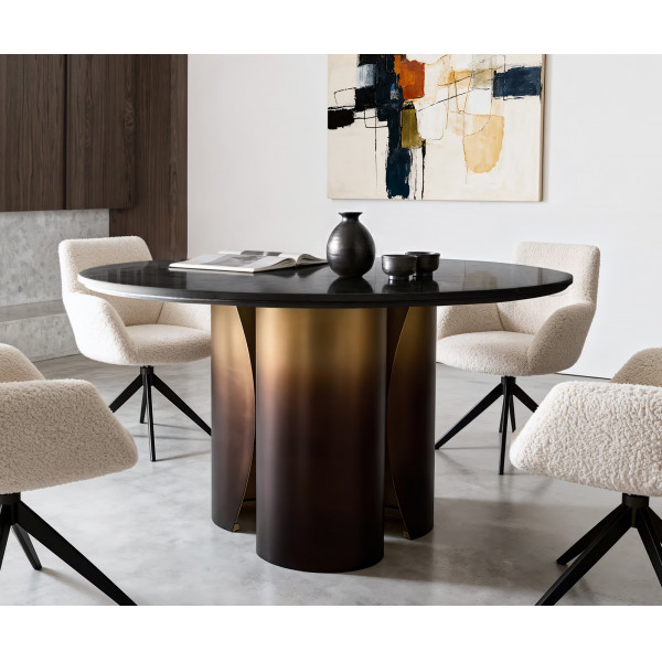 NOLARO DARK prémium márvány étkezőasztal - 140cm - arany