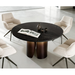 NOLARO DARK prémium márvány étkezőasztal - 140cm - arany