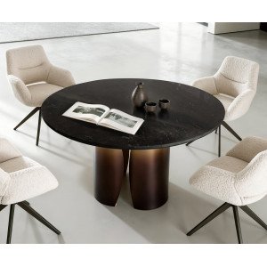 NOLARO DARK prémium márvány étkezőasztal - 140cm - arany bútor