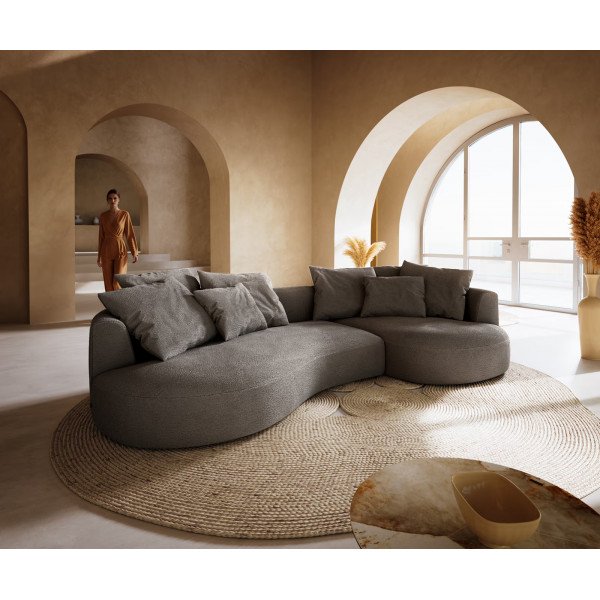 COLMAN modern kanapé - szürke bouclé - 328cm