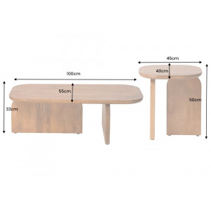 HARPER modern akác dohányzóasztal szett