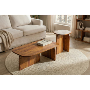 HARPER modern akác dohányzóasztal szett INVICTA