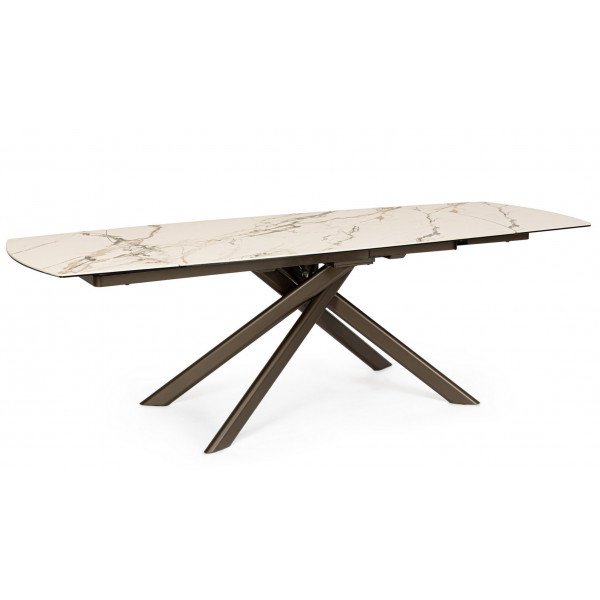 MINERAL design kerámia bővíthető étkezőasztal - 160-240cm - barna