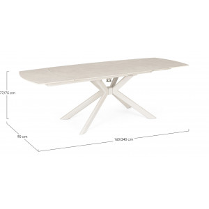 TERRIN design kerámia bővíthető étkezőasztal - 160-240cm - beige