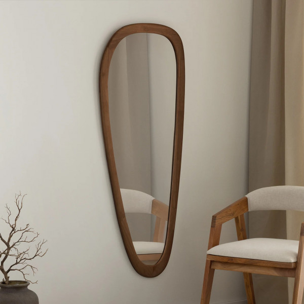 WAVE modern fali tükör 122 cm – dióbarna