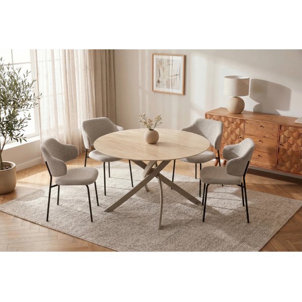LISBOA design kerek étkezőasztal - 120cm - travertin