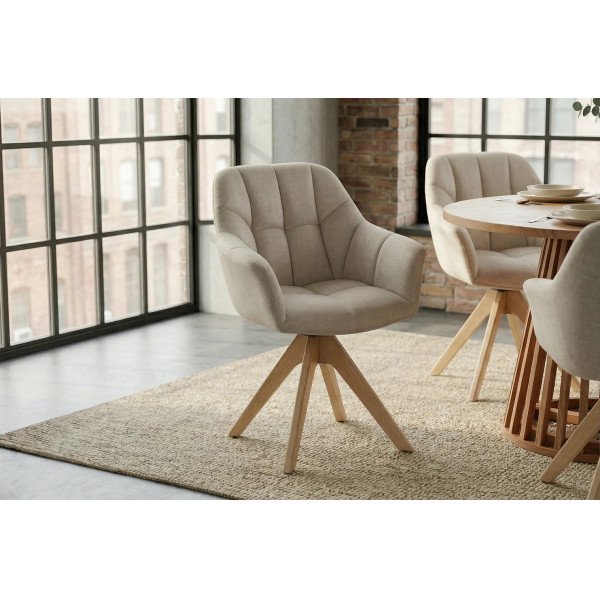 PAPILLON design forgatható szék - beige/tölgy