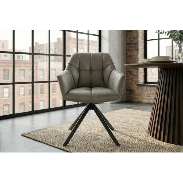 PAPILLON design forgatható szék - valódi bőr - taupe