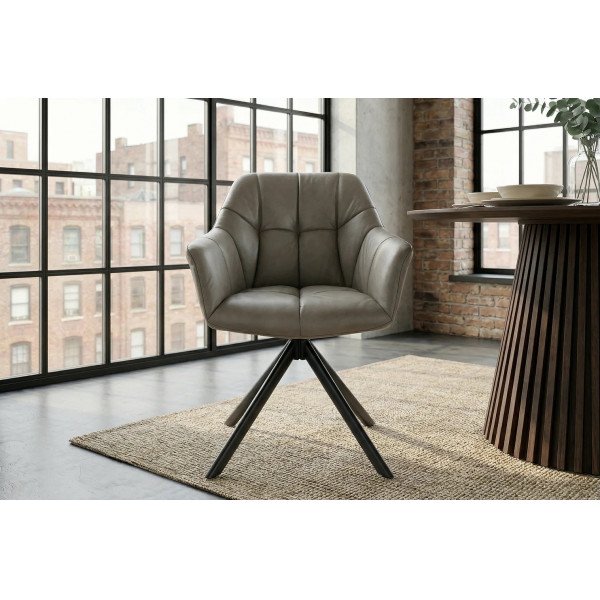 PAPILLON design forgatható szék - valódi bőr - taupe
