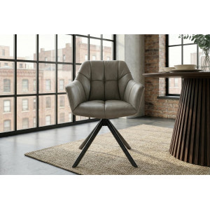 PAPILLON design forgatható szék - valódi bőr - taupe INVICTA