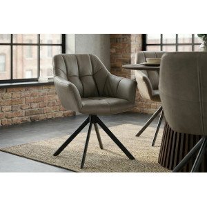 PAPILLON design forgatható szék - valódi bőr - taupe INVICTA