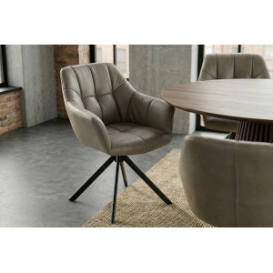 PAPILLON design forgatható szék - valódi bőr - taupe