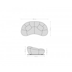 DALMIRO modern kanapé - 280cm - szürke