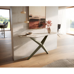MYRELL prémium kerámia konzolasztal - beige - 140cm bútor