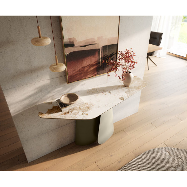 LUMIERE prémium kerámia konzolasztal - beige - 140cm